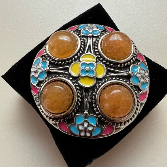Colorful Floral Ring with Gem Accents - Picture 1 of 2